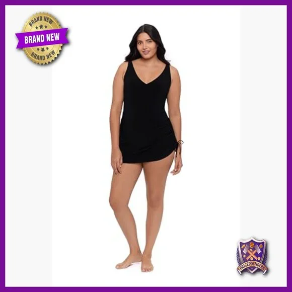 Size 16 One-Piece Swimdress with Tummy Control Adjustable Straps